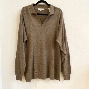 Pronto-Uomo Merino Wool‎ Silk Blend Brown 1/4 Zip Pullover Sweater Made in Italy